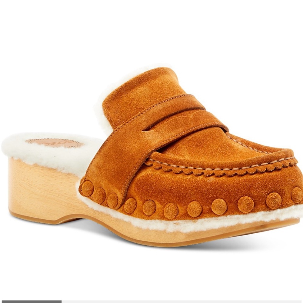 🩷 CHLOE Shearling Joy clogs in Caramello suede Size 37 great condition 🩷